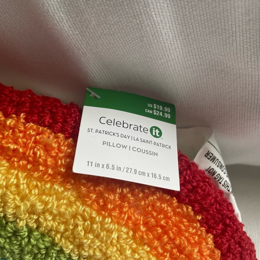 NWT Celebrate It Rainbow Crochet Pillow - Picture 2 of 4